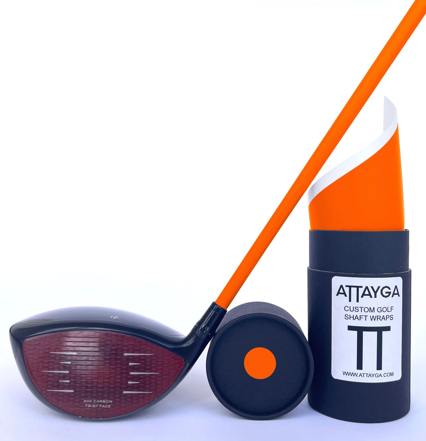 Orange golf shaft wrap, close up