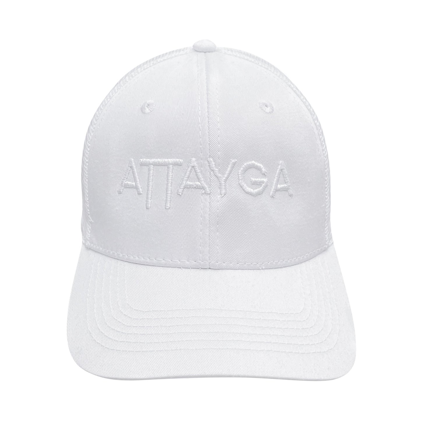 Attayga White Trucker Cap, Front on