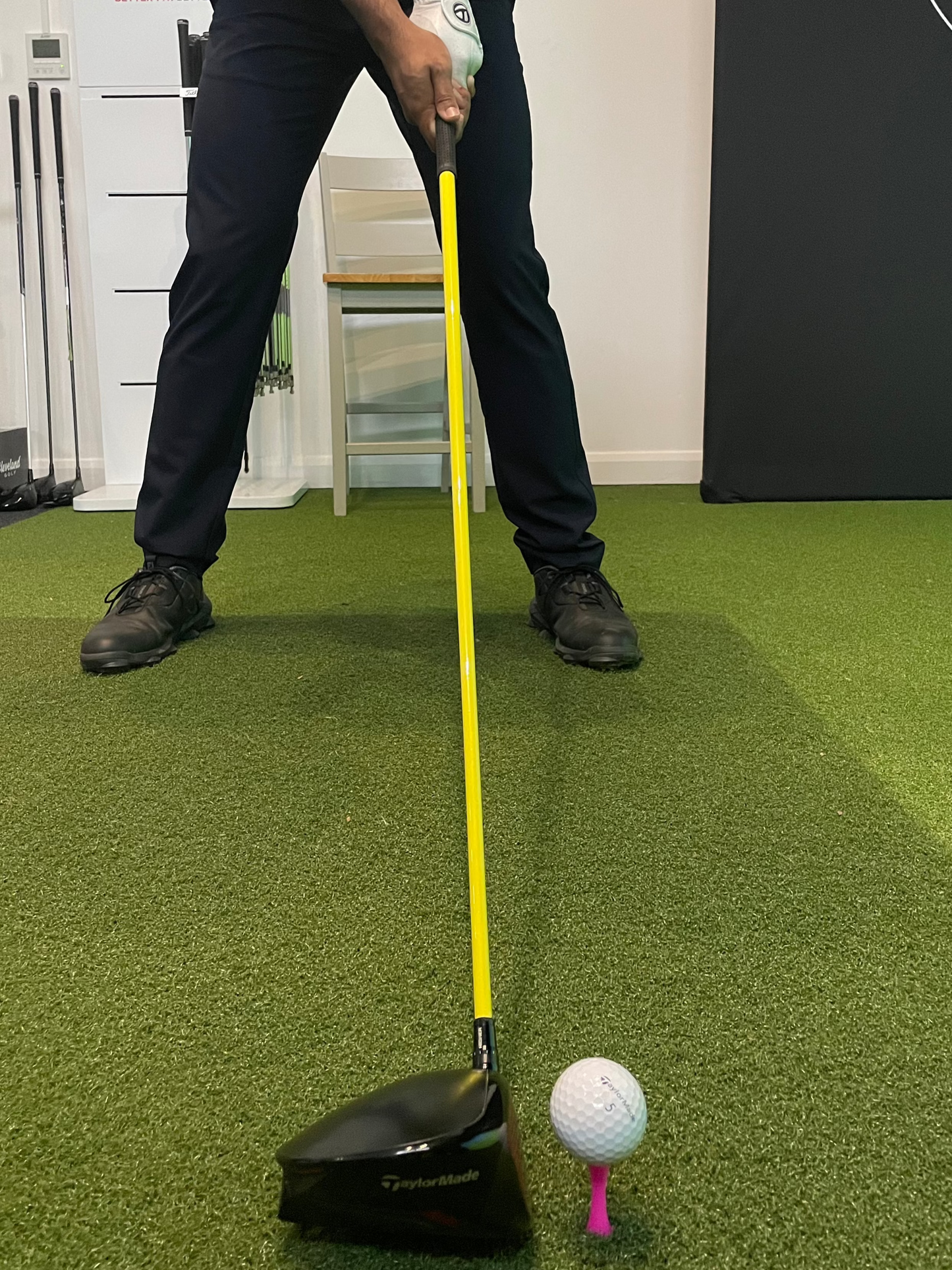 yellow golf shaft wrap, on driver