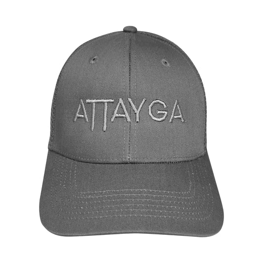 Attayga Grey Trucker Cap, Front on.