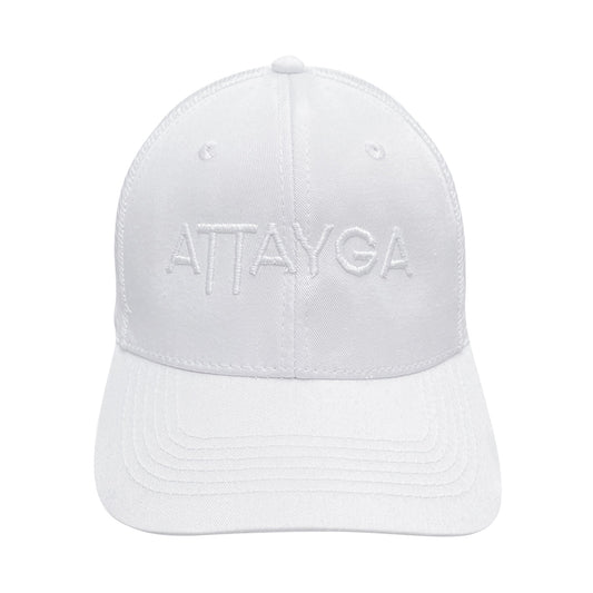 Attayga White Trucker Cap, Front on