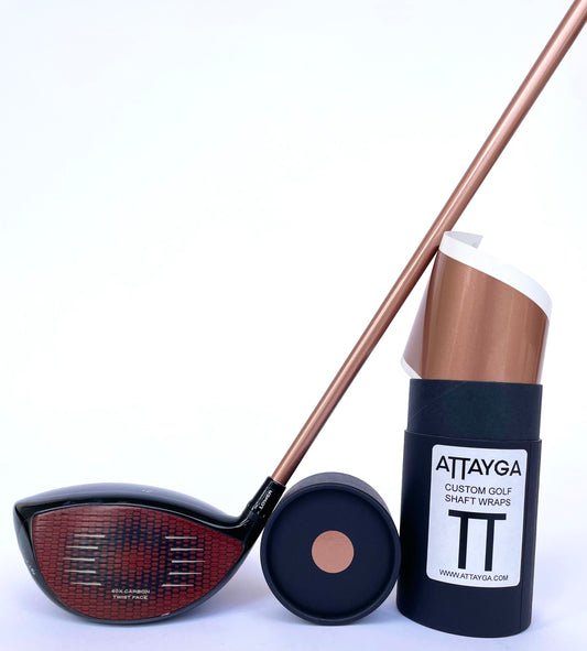 copper golf shaft wrap, close up, stealth driver