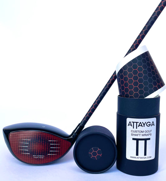 Red Hex Golf shaft wrap, close up, stealth driver